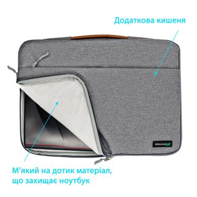 Чохол-сумка для ноутбука Grand-X SLX-14G 14'' Grey, Синій