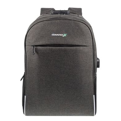 Рюкзак для ноутбука Grand-X RS-425G 15,6", 2 відділення, кодовий замок Grey (RS-425G), Сірий