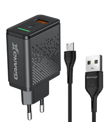 Зарядное устройство Grand-X Fast Charge 3-в-1 QC3.0, FCP, AFC, 18W +кабель USB-microUSB CH-650M