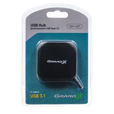 USB хаб Grand-X Travel TypeC 4 порти USB3.1 (GH-417)