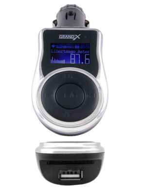 FM- трансмітер Grand-X CUFM77GRX, AUX, USB 0,5A, SD card, 3,5mm mini-jack
