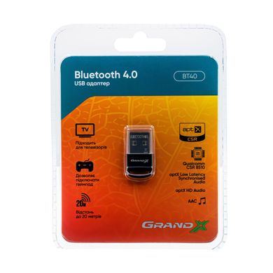 Bluetooth адаптер Grand-X BT40 aptX (V4,0 Master&Slave|Low Energy|LTE)